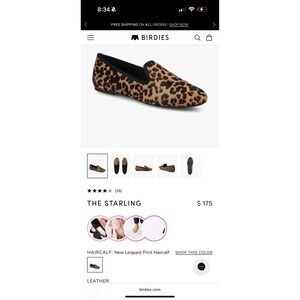 Birdies The Starling Women‎ Leopard Print Calf Hair Loafer Flats Shoes Size 8